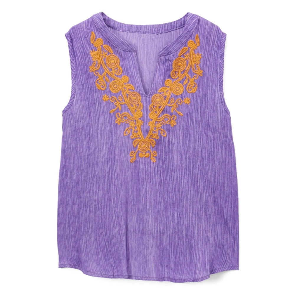 Tea n Rose Girl's "Purple Embroidered Top"